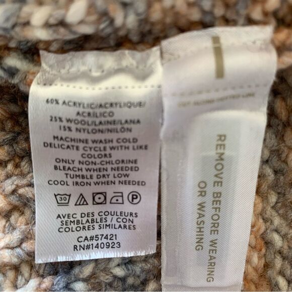 LOFT Chunky Knit Cardigan Sweater Wool Blend Size L Neutral - Picture 5 of 7